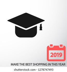 Graduation hat  icon vector 10 EPS