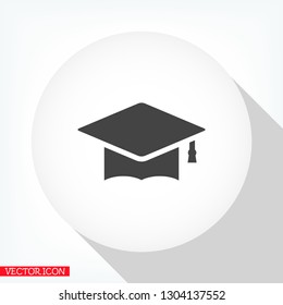 Graduation hat  icon vector 10 EPS