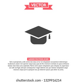 Graduation hat  icon vector 10 EPS