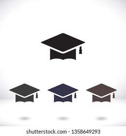 Graduation hat  icon vector 10 EPS