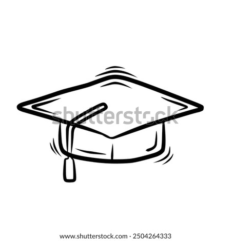 Graduation hat icon vector Education sign with handdrawn doodle cartoon style