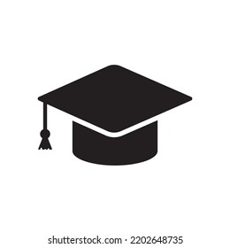 graduation hat icon vector, flat shape isolated