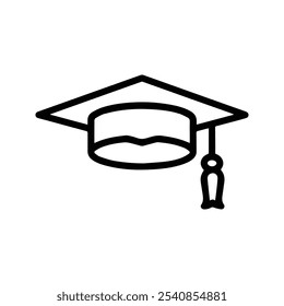 Graduation Hat Icon, Vector Illustration of University or College Graduation Hat, Student Graduation Hat, Square Academic Hat. Vector Illustration. Customizable thin line illustration.  Editable strok