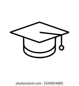 Graduation Hat Icon, Vector Illustration of University or College Graduation Hat, Student Graduation Hat, Square Academic Hat. Vector Illustration. Customizable thin line illustration.  Editable strok