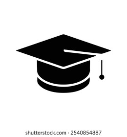 Graduation Hat Icon, Vector Illustration of University or College Graduation Hat, Student Graduation Hat, Square Academic Hat. Vector Illustration. Customizable thin line illustration.  Editable strok