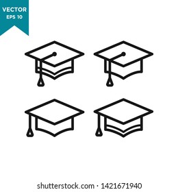 graduation hat icon vector logo template 