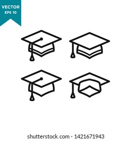 graduation hat icon vector logo template 