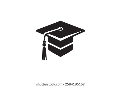 graduation hat icon vector silhouette isolated in white background