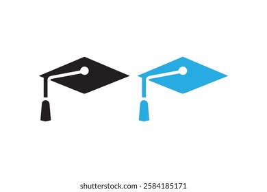 graduation hat icon vector silhouette isolated in white background