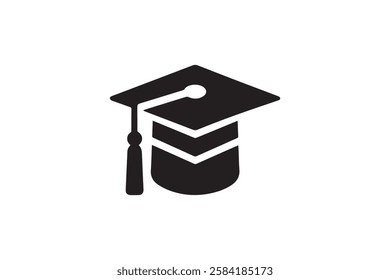 graduation hat icon vector silhouette isolated in white background