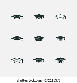 Graduation Hat Icons Set Vector