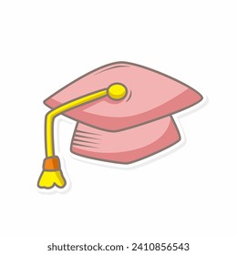 Graduation hat Illustrationsvektor. Flachdesign