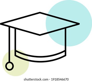 Graduation hat, illustration, vector on white background.