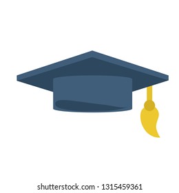 graduation hat isolated icon on white, stock vector illustration