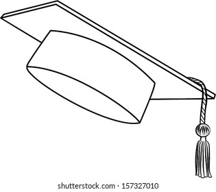 graduation hat isolated outline
