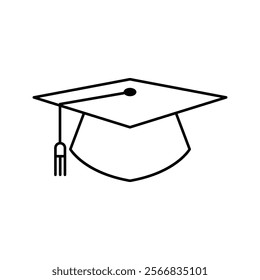 Graduation hat line icon for ceremony. University academic graduation caps with tassel. Vector illustration.