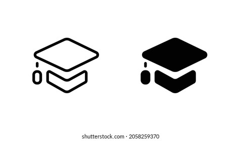 Graduation Hat Line Icon Editable Stroke. Education Vector Illustration Isolated On A White Background. Premium Quality Symbol.