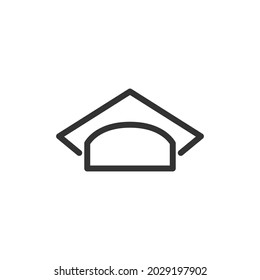 Graduation hat line icon, sign or symbol. Premium pictogram in trendy outline style. Graduation hat pixel perfect vector icon isolated on a white background. 