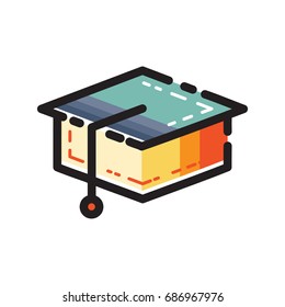 Graduation Hat Line Vector Icon 