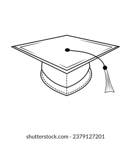 Graduation hat. Linear icon. Graduate college, high school or university cap. Education, degree, ceremony concept. 