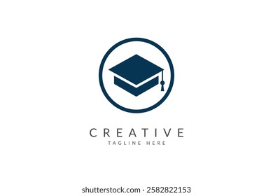 Graduation hat logo design vector 