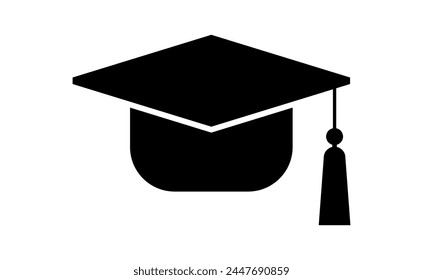 Graduation hat logo. Graduate cap flat sign. College, high school or university emblem. Degree ceremony vector illustration EPS 10.