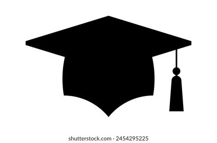 Graduation hat logo. Graduate cap flat sign. College, high school or university emblem. Degree ceremony vector illustration EPS 10.