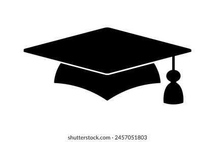 Graduation hat logo. Graduate cap flat sign. College, high school or university emblem. Degree ceremony vector illustration EPS 10.