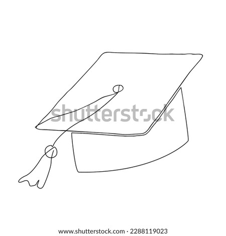 Graduation hat. Mortarboard in continuous one line drawing style. Graduate cap minimalist isolated vector illustration.