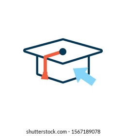 graduation hat with mouse arrow pointer vector illustration design