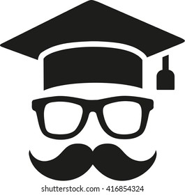 Graduation hat with mustache student