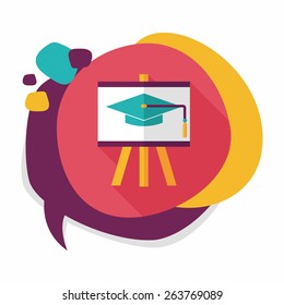 Graduation hat on the blackboard flat icon with long shadow,eps10
