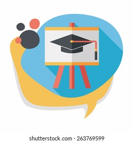 Graduation hat on the blackboard flat icon with long shadow,eps10