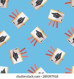 Graduation hat on the blackboard flat icon,eps1 seamless pattern background
