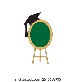 Graduation hat on the empty blackboard vector illustration. Graduation Day concept