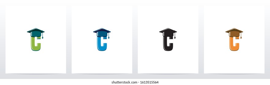 Graduation Hat On Letter Logo Design C