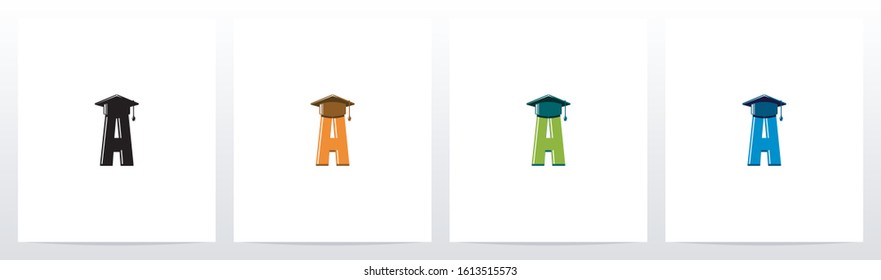 Graduation Hat On Letter Logo Design A