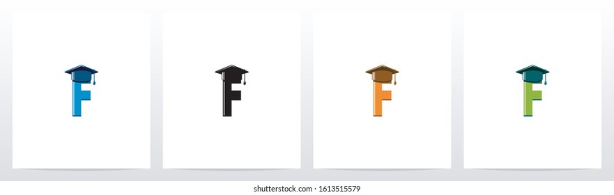 Graduation Hat On Letter Logo Design F