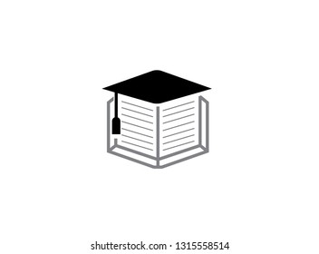 Graduation Hat on papers book for logo design