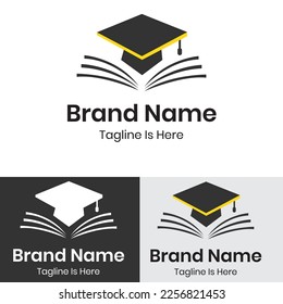 
 Graduation Hat with open book logo design