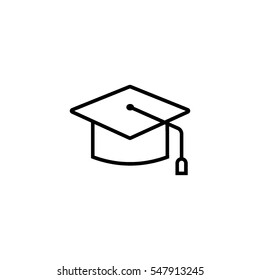 Graduation hat outline hat icon. Education hat