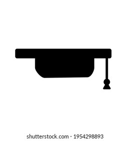 Graduation hat outline vector icon. Intelligence sign. Education symbol. College achievement. Academy element. Flat simple line design illustration.