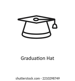 Graduation Hat Outline Vector Icon Design Illustration On White Background. EPS 10 File