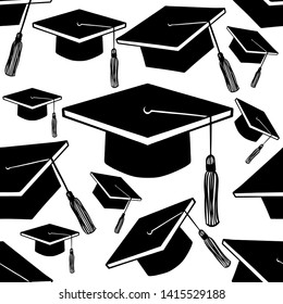 graduation hat pattern, white and black colour