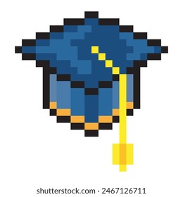 Graduation hat in pixel art style