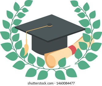 graduation with hat plant toga vector