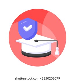 Sombrero de graduación con protección de seguridad, mostrando el concepto de icono del seguro de educación, seguro académico