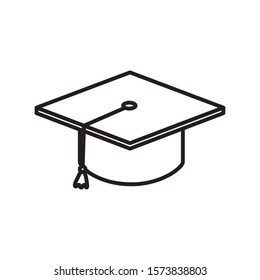 graduation hat school education learning online vector illustration thick line