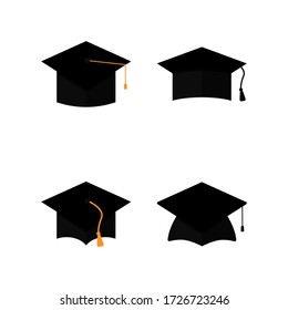 Graduation hat set vector graphic design illustration