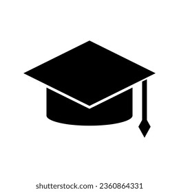 Graduation hat silhouette icon. Educational hat. Vector.